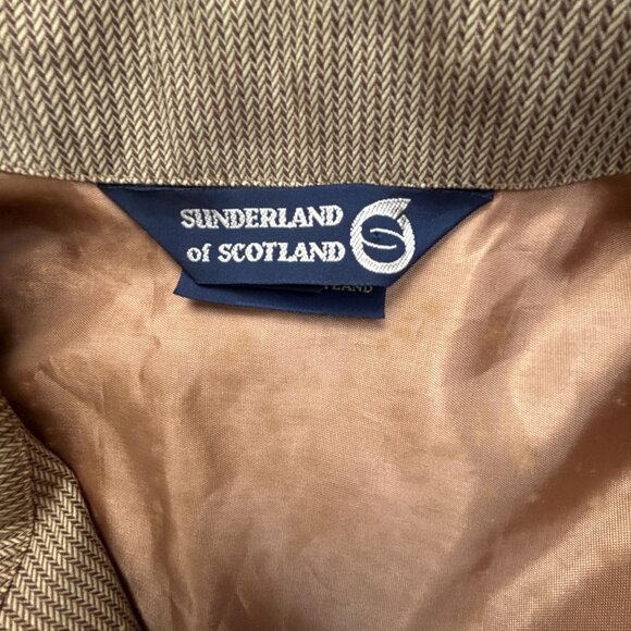Vintage Sunderland Of Scotland Mens Herringbone Zip Up Bomber Jacket Large Brown - Picture 3 of 11